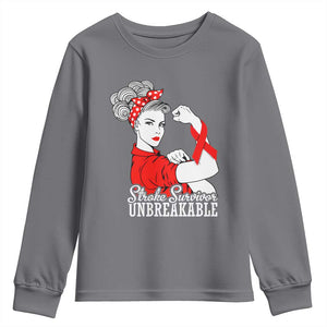 Stroke Survivor Unbreakable Youth Sweatshirt Stroke Awareness Gift TS11 Charcoal Print Your Wear