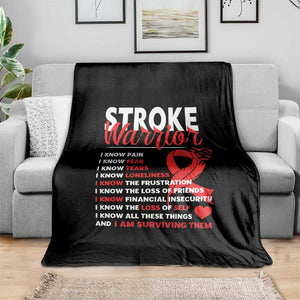 Stroke Warrior Throw Blanket I Know Pain Fear Feather Red Ribbon TS11 Print Your Wear