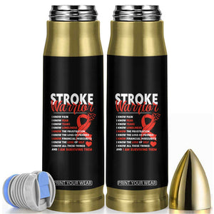 Stroke Warrior Bullet Tumbler I Know Pain Fear Feather Red Ribbon TS11 Black Print Your Wear
