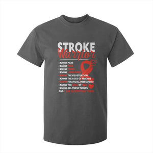 Stroke Warrior T Shirt For Kid I Know Pain Fear Feather Red Ribbon TS11 Dark Heather Print Your Wear