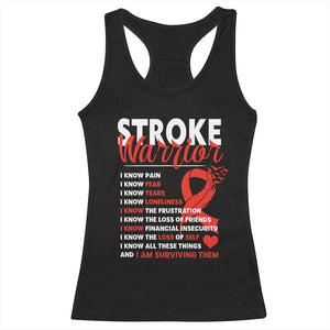 Stroke Warrior Racerback Tank Top I Know Pain Fear Feather Red Ribbon TS11 Black Print Your Wear