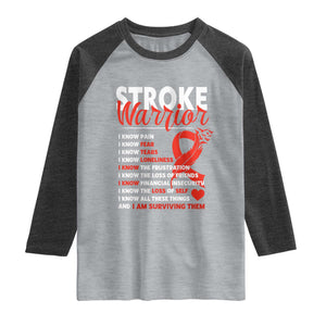 Stroke Warrior Raglan Shirt I Know Pain Fear Feather Red Ribbon TS11 Heather Gray Heather Charcoal Print Your Wear