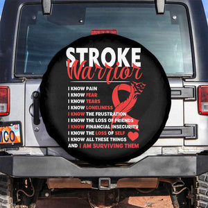 Stroke Warrior Spare Tire Cover I Know Pain Fear Feather Red Ribbon TS11 No hole Black Print Your Wear