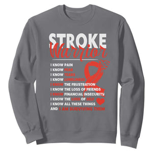 Stroke Warrior Sweatshirt I Know Pain Fear Feather Red Ribbon TS11 Charcoal Print Your Wear