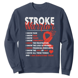 Stroke Warrior Sweatshirt I Know Pain Fear Feather Red Ribbon TS11 Navy Print Your Wear