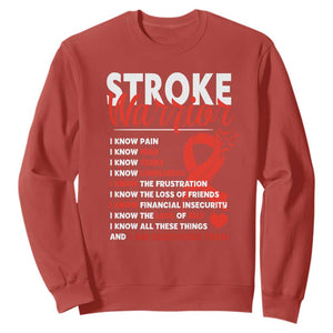 Stroke Warrior Sweatshirt I Know Pain Fear Feather Red Ribbon TS11 Red Print Your Wear