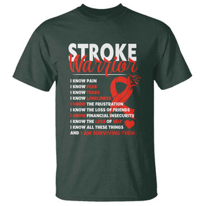 Stroke Warrior T Shirt I Know Pain Fear Feather Red Ribbon TS11 Dark Forest Green Print Your Wear