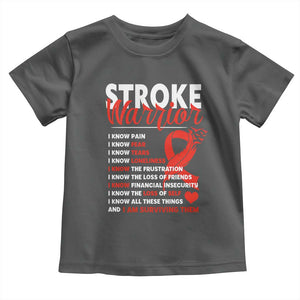 Stroke Warrior Toddler T Shirt I Know Pain Fear Feather Red Ribbon TS11 Dark Heather Print Your Wear