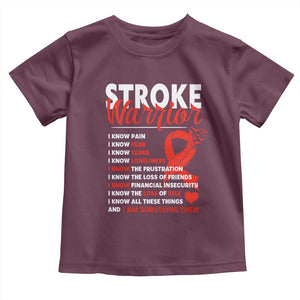 Stroke Warrior Toddler T Shirt I Know Pain Fear Feather Red Ribbon TS11 Maroon Print Your Wear