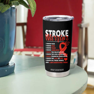 Stroke Warrior Tumbler Cup I Know Pain Fear Feather Red Ribbon TS11 Print Your Wear