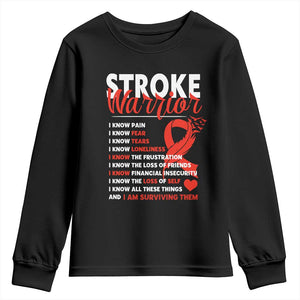 Stroke Warrior Youth Sweatshirt I Know Pain Fear Feather Red Ribbon TS11 Black Print Your Wear