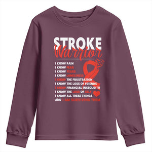 Stroke Warrior Youth Sweatshirt I Know Pain Fear Feather Red Ribbon TS11 Maroon Print Your Wear