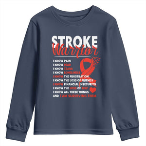 Stroke Warrior Youth Sweatshirt I Know Pain Fear Feather Red Ribbon TS11 Navy Print Your Wear