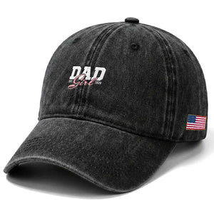 Dad Girl 2026 Washed Cotton Baseball Cap Soon to Be Daddy of Baby Girl TS11 Print Your Wear
