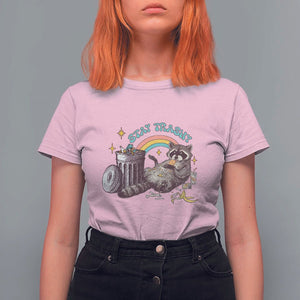 Funny Raccoon T Shirt For Women Stay Trashy Rainbow Bin Cute Trash Panda TS11 Light Pink Print Your Wear