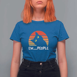 Funny Black Cat T Shirt For Women Eww People Vintage Retro Kitten TS11 Royal Blue Print Your Wear