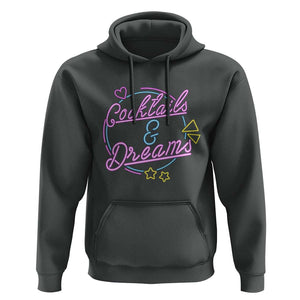 80s Vintage Style Hoodie Cocktails And Dreams Neon Sign Summer Vibe TS11 Dark Heather Print Your Wear