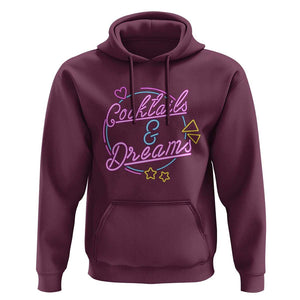 80s Vintage Style Hoodie Cocktails And Dreams Neon Sign Summer Vibe TS11 Maroon Print Your Wear