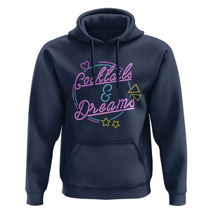 80s Vintage Style Hoodie Cocktails And Dreams Neon Sign Summer Vibe TS11 Navy Print Your Wear