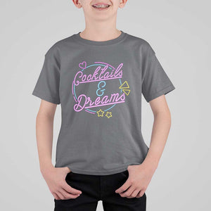 80s Vintage Style T Shirt For Kid Cocktails And Dreams Neon Sign Summer Vibe TS11 Charcoal Print Your Wear