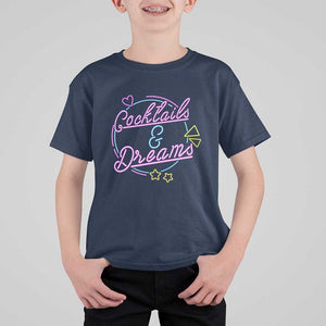 80s Vintage Style T Shirt For Kid Cocktails And Dreams Neon Sign Summer Vibe TS11 Navy Print Your Wear