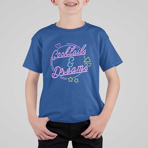 80s Vintage Style T Shirt For Kid Cocktails And Dreams Neon Sign Summer Vibe TS11 Royal Blue Print Your Wear
