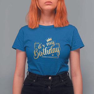 It's My Birthday Party T Shirt For Women B-day Squad Crown TS11 Royal Blue Print Your Wear