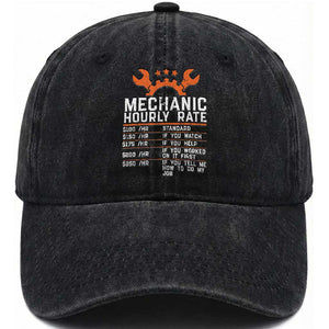 Funny Mechanic Hourly Rate Auto Car Mechanic Labor Rates Washed Cotton Baseball Cap