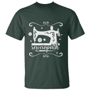 Sewing Lover T Shirt Sewciopath Quilter Sewing Machine TS11 Dark Forest Green Print Your Wear
