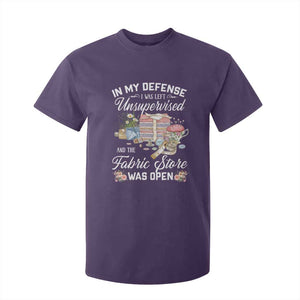 Funny Sewing Lover T Shirt For Kid In My Defense I Was Left Unsupervised And The Fabric Store Was Open TS11 Purple Print Your Wear