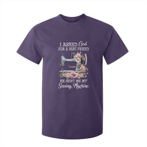Funny Sewing Lover T Shirt For Kid I Asked God For A Best Friend He Sent Me My Sewing Machine TS11 Purple Print Your Wear
