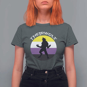 Non Binary T Shirt For Women Theirwolf Enby Flag LGBTQ Pride TS11 Dark Heather Print Your Wear