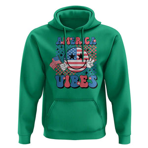 American Vibes Hoodie Retro Groovy USA Pride Flag 4th Of July TS11 Irish Green Print Your Wear