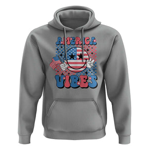 American Vibes Hoodie Retro Groovy USA Pride Flag 4th Of July TS11 Sport Gray Print Your Wear