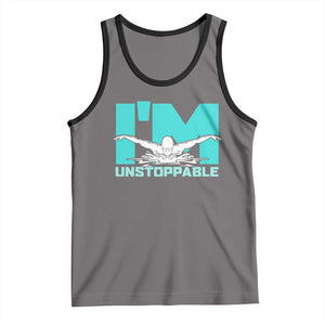 Funny Swimming Tank Top I'm Unstoppable Swim Cool Practice Butterfly Swimming TS11 Deep Heather Black Print Your Wear