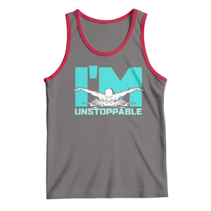 Funny Swimming Tank Top I'm Unstoppable Swim Cool Practice Butterfly Swimming TS11 Deep Heather Red Print Your Wear