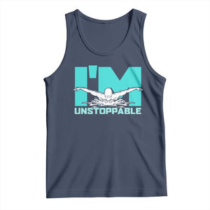 Funny Swimming Tank Top I'm Unstoppable Swim Cool Practice Butterfly Swimming TS11 Navy Print Your Wear