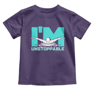 Funny Swimming Toddler T Shirt I'm Unstoppable Swim Cool Practice Butterfly Swimming TS11 Purple Print Your Wear