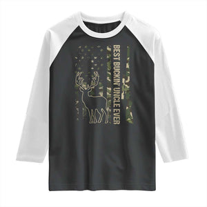 Funny Best Buckin Uncle Ever Raglan Shirt Whitetail Camo Flag Father's Day TS11 Black White Print Your Wear