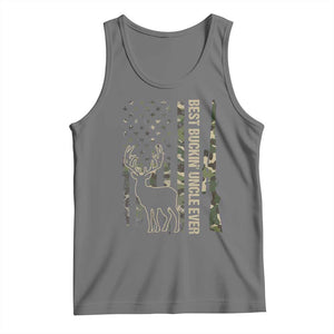 Funny Best Buckin Uncle Ever Tank Top Whitetail Camo Flag Father's Day TS11 Black Heather Print Your Wear