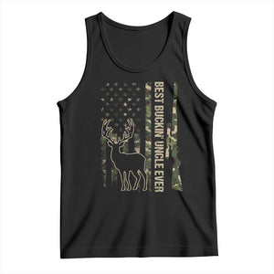 Funny Best Buckin Uncle Ever Tank Top Whitetail Camo Flag Father's Day TS11 Black Print Your Wear