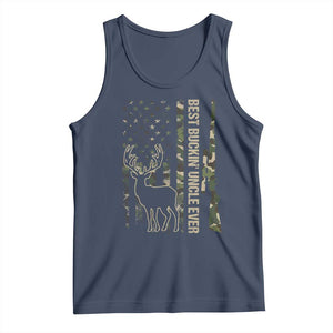 Funny Best Buckin Uncle Ever Tank Top Whitetail Camo Flag Father's Day TS11 Navy Print Your Wear