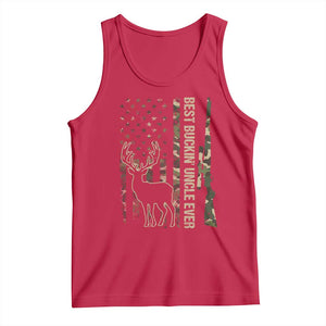Funny Best Buckin Uncle Ever Tank Top Whitetail Camo Flag Father's Day TS11 Red Print Your Wear