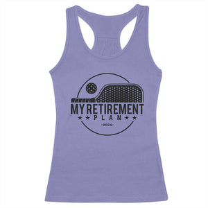 Funny Pickleball Racerback Tank Top My Retirement Plan 2024 Pickle Ball TS11 Violet Print Your Wear