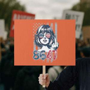 Funny 8647 Impeach 47 Girls American Flag Protest Sign TS11 Horizontal 18" × 24" Orange Print Your Wear