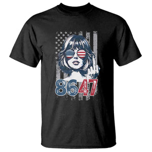 Funny 8647 Impeach 47 Girls American Flag T Shirt TS11 Black Print Your Wear
