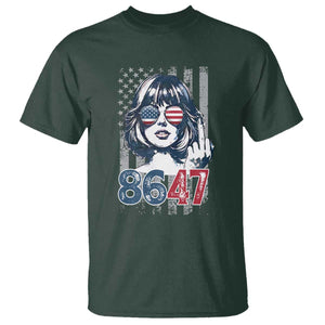 Funny 8647 Impeach 47 Girls American Flag T Shirt TS11 Dark Forest Green Print Your Wear