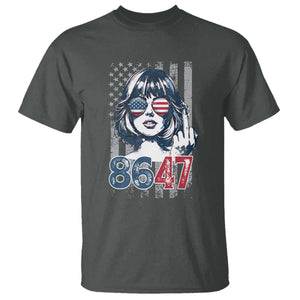 Funny 8647 Impeach 47 Girls American Flag T Shirt TS11 Dark Heather Print Your Wear