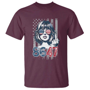 Funny 8647 Impeach 47 Girls American Flag T Shirt TS11 Maroon Print Your Wear