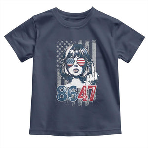 Funny 8647 Impeach 47 Girls American Flag Toddler T Shirt TS11 Navy Print Your Wear
